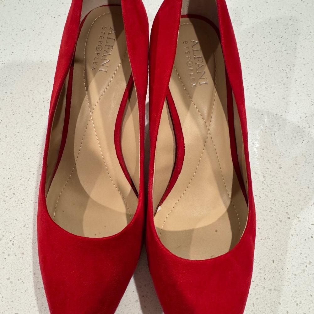 Red heels with gold accents